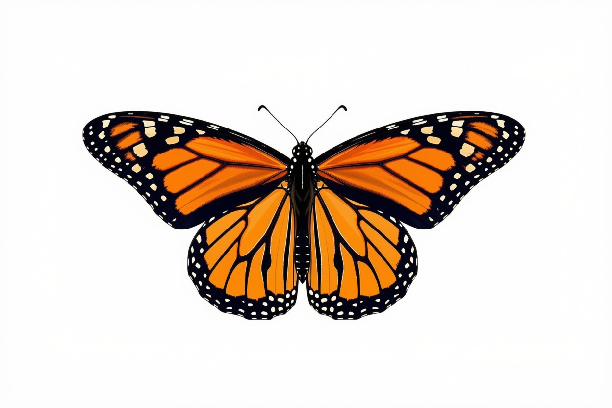 Black, white and orange monarch butterfly